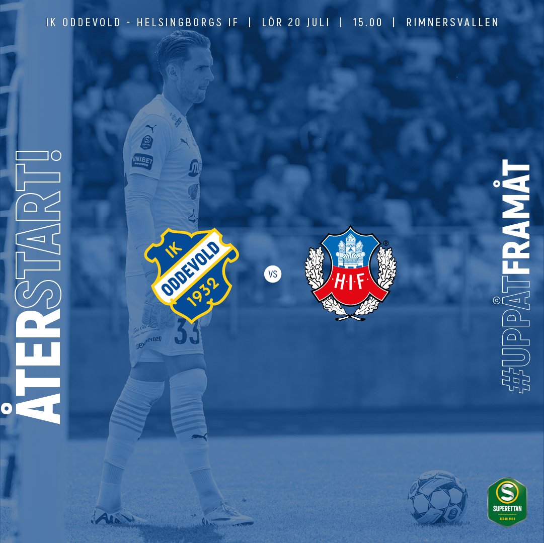 Lördag 20 juli återstartar Superettan med hemmamatch mot Helsingborgs IF på Rimnersvallen. Säkra din biljett idag via oddevold.ebiljett.nu
#uppåtframåt #oddevold #superettan
