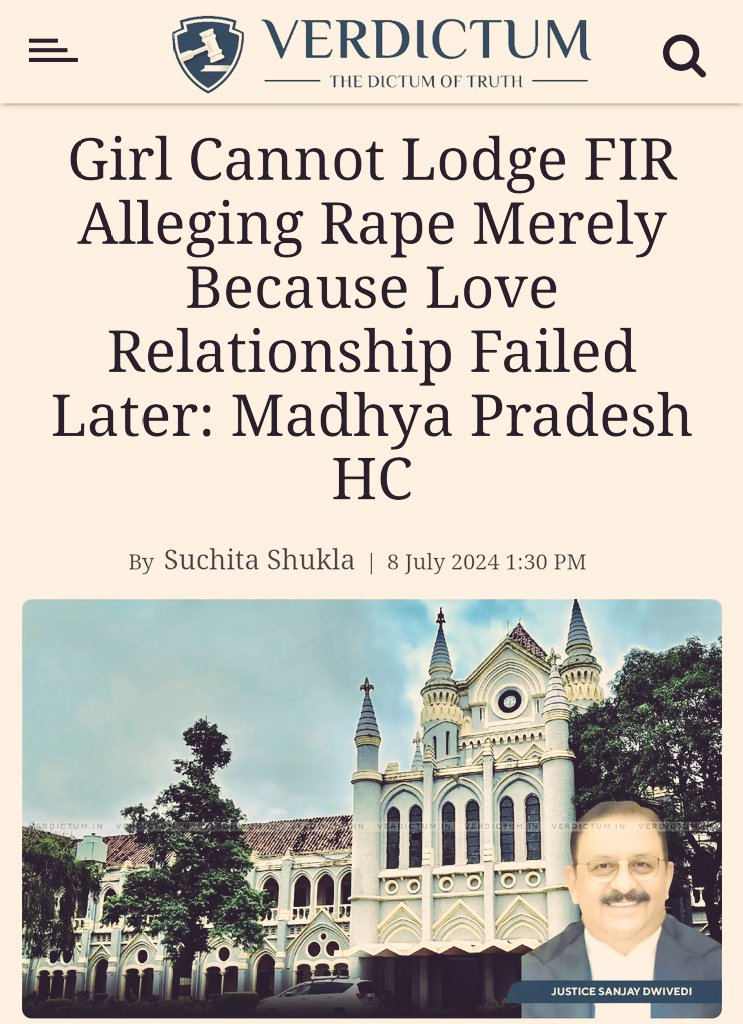 RELATIONSHIP OF 10 YEARS LEADS TO RAPE CASE ON THE MAN, ONE YEAR AFTER THE "BREAK UP" 

MADHYA PRADESH HIGH COURT QUASHES CASE SAYING WOMEN CANNOT RETROSPECTIVELY CRY RAPE JUST BECAUSE MARRIAGE DIDN'T HAPPEN 

Glad that high courts are calling a spade a spade !!