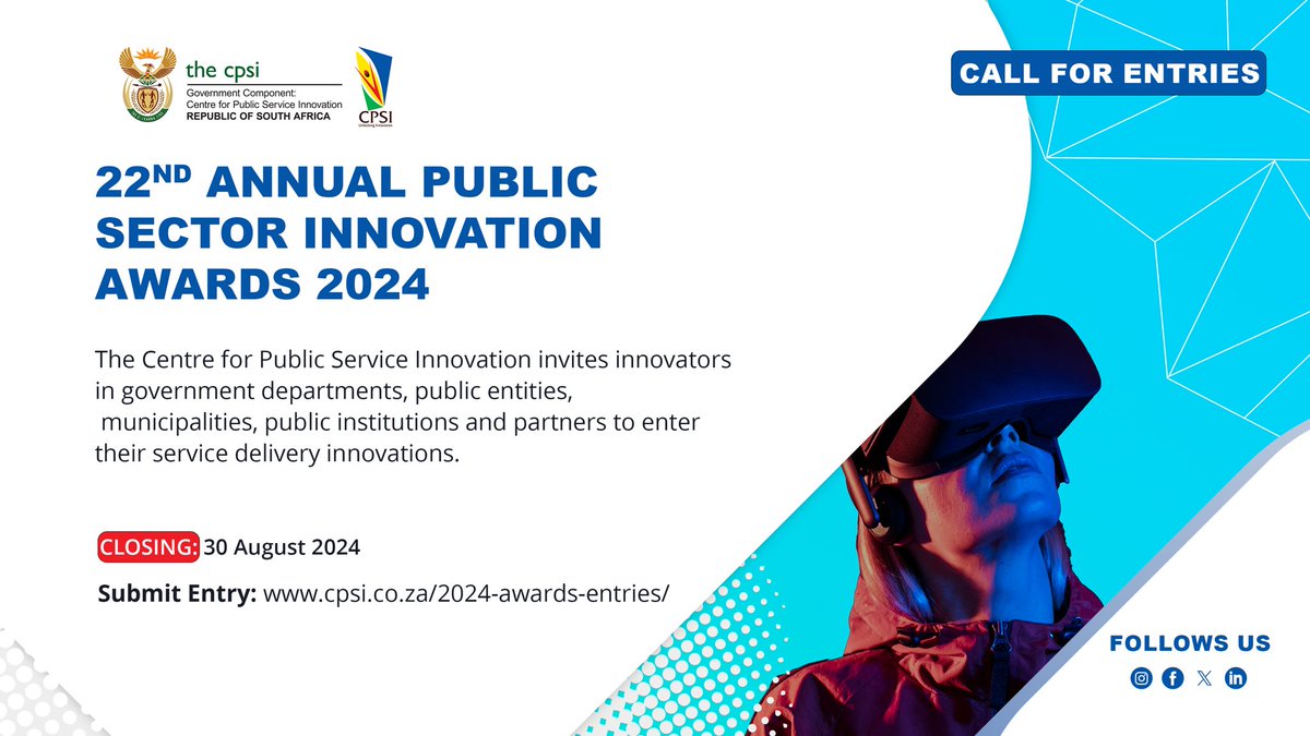 Calling on all public sector innovators to enter their innovative solutions that are solving service delivery challenges for the 22nd PSI Awards 2024.