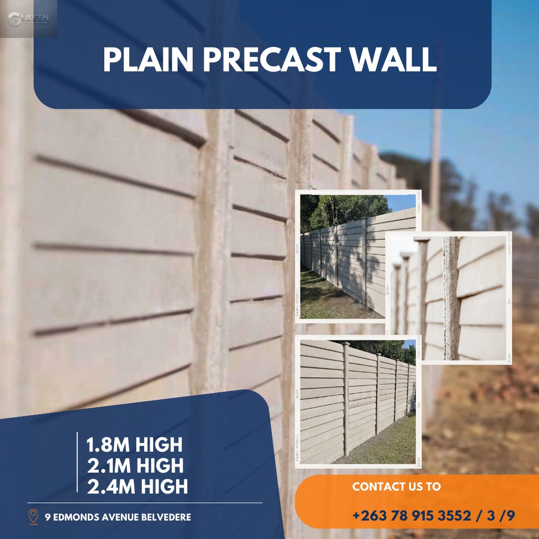 glaven_tech's tweet photo. Contact us today for more information
+263 78 915 3552
+263 78 915 3553
+263 78 915 3559
sales@glavenengineering.co.zw
https://t.co/jIpbOnaAb2
#precastconstruction #precast #precastboundarywall #boundarywall #durawall #construction #building https://t.co/zsTSCPCrAC