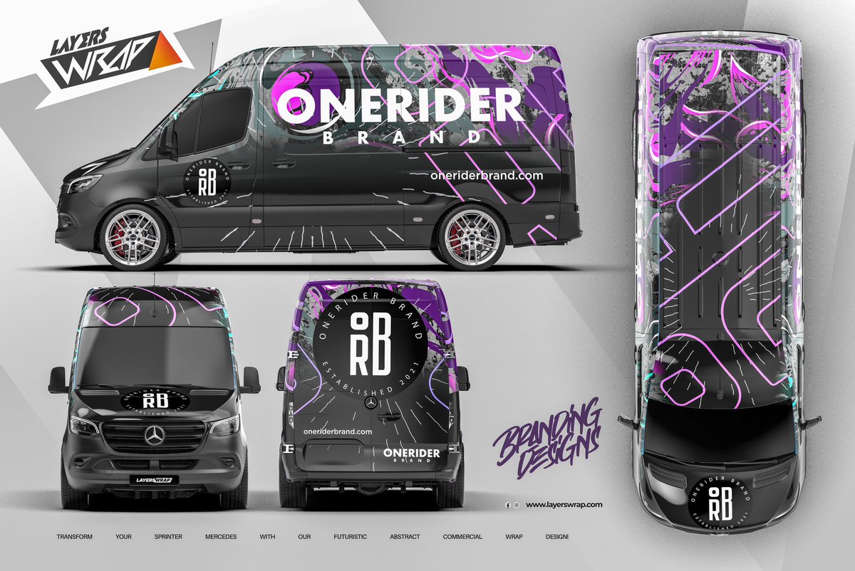 layerswrap's tweet photo. Transform your Sprinter Mercedes with our futuristic and abstract wrap design for OneRider Brand. Stand out on the road with Layers Wrap Studio's cutting-edge designs. Contact us today to elevate your brand's image! 🚐✨ #mercedes #sprinter #LayersWrap #Branding https://t.co/rFJOOdz6JT