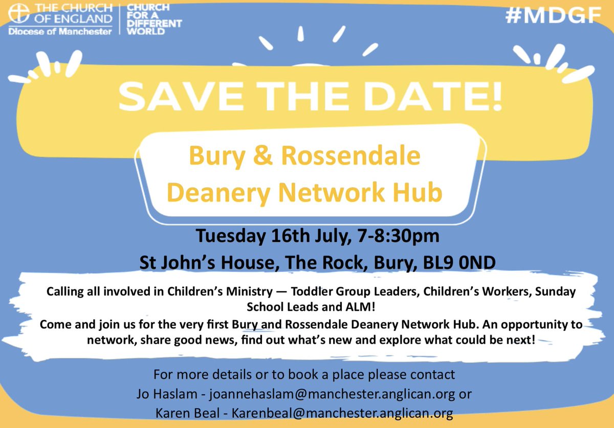 ManDio Growing Faith Programme Manager (@mandiogf_pm) on Twitter photo NEXT WEEK. Please let us know if you would like to come along 😀 <a href="/ManDioGF_EYA/">Early Years Adviser - ManDio Growing Faith #MDGF</a> <a href="/ManchesterCWO/">@ManchesterCWO</a> <a href="/DioManchester/">Diocese of Manchester</a> Worship in the Deanery of Bury and Rossendale and nvolved in children and/or family ministry? Thinking about it? Then, come along to the first B&R Deanery Network Hub. NEXT WEEK. Please let us know if you would like to come along 😀 <a href="/ManDioGF_EYA/">Early Years Adviser - ManDio Growing Faith #MDGF</a> <a href="/ManchesterCWO/">@ManchesterCWO</a> <a href="/DioManchester/">Diocese of Manchester</a> Worship in the Deanery of Bury and Rossendale and nvolved in children and/or family ministry? Thinking about it? Then, come along to the first B&R Deanery Network Hub.