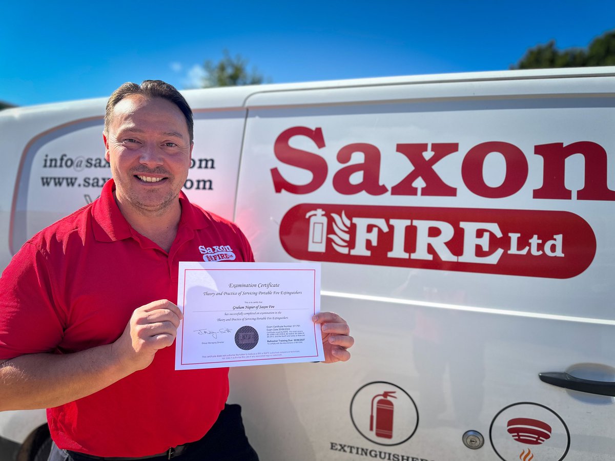 Graham Napier (@graham_napier) on Twitter photo Pleased to share that I have passed U.K. fire association BAFE accredited examinations. Starting out a new career in the fire safety industry with Saxon Fire LTD
Please get in touch for any fire safety requirements.
saxonfire.com
Info@saxonfire.com Pleased to share that I have passed U.K. fire association BAFE accredited examinations. Starting out a new career in the fire safety industry with Saxon Fire LTD
Please get in touch for any fire safety requirements.
saxonfire.com
Info@saxonfire.com