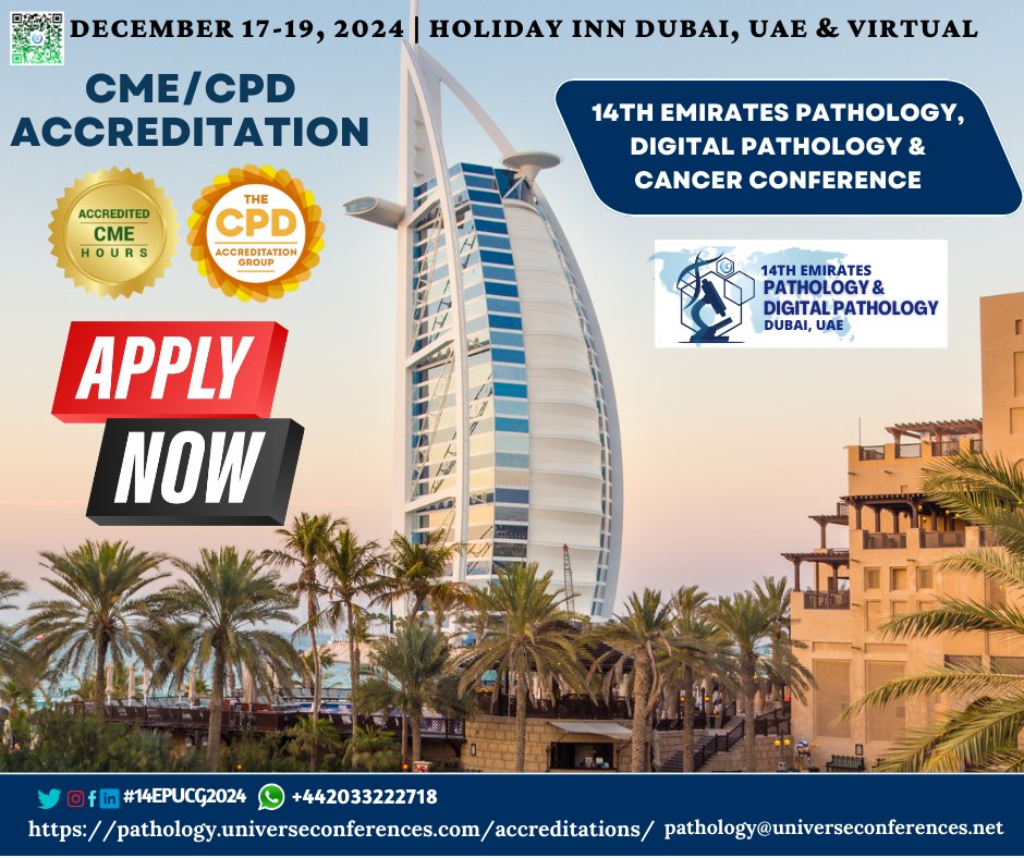 EPUCGCongress's tweet photo. APPLY FOR YOUR CME & CPD CERTIFICATE!!
The 14th Emirates Pathology, Digital Pathology & Cancer Conference December 17-19, 2024 in Dubai, UAE & Virtual.
Visit here: https://t.co/8s53C9uGCQ
WhatsApp us at https://t.co/cicKyHLJap
#pathCME #EvidenceBasedMedicine #Cancer #PathCPD #CPDCertification #CMECredits #ClinicalUpdates #MedicalResearch #CME #CPD #MedicalInformatics #DiagnosticTechnologies #Digitalpathology #EPUCG #MedicineUpdate #laboratorymedicine #Pathology