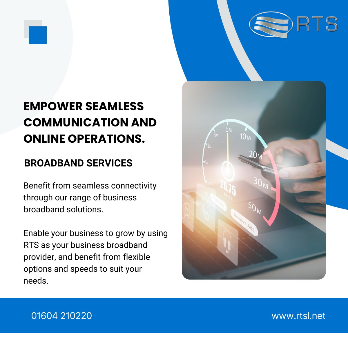 RTS specialises in optimising broadband services ensuring high-speed connectivity, reliability and security.

Trust us to unlock your organisations full digital potential with tailored broadband services and support.

Find out more:
rtsl.net/broadband-serv…

#StayConnected