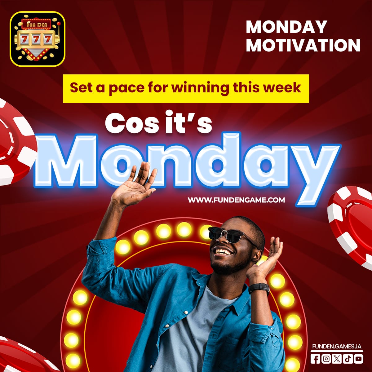 ✨Monday!!!!
A new week 
A new win..

fundengame.com

#Monday #casinogame #funden
#win