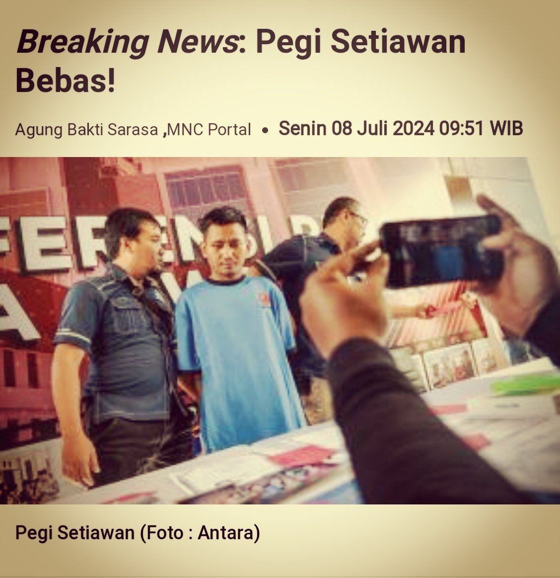 Pegi Setiawan dinyatakan bebas
Penetapan tersangka dinyatakan tdk sah dan Batal demi hukum.

Pegi pelaku yang asli misih (di)ngumpet(in) 

news.okezone.com/read/2024/07/0…