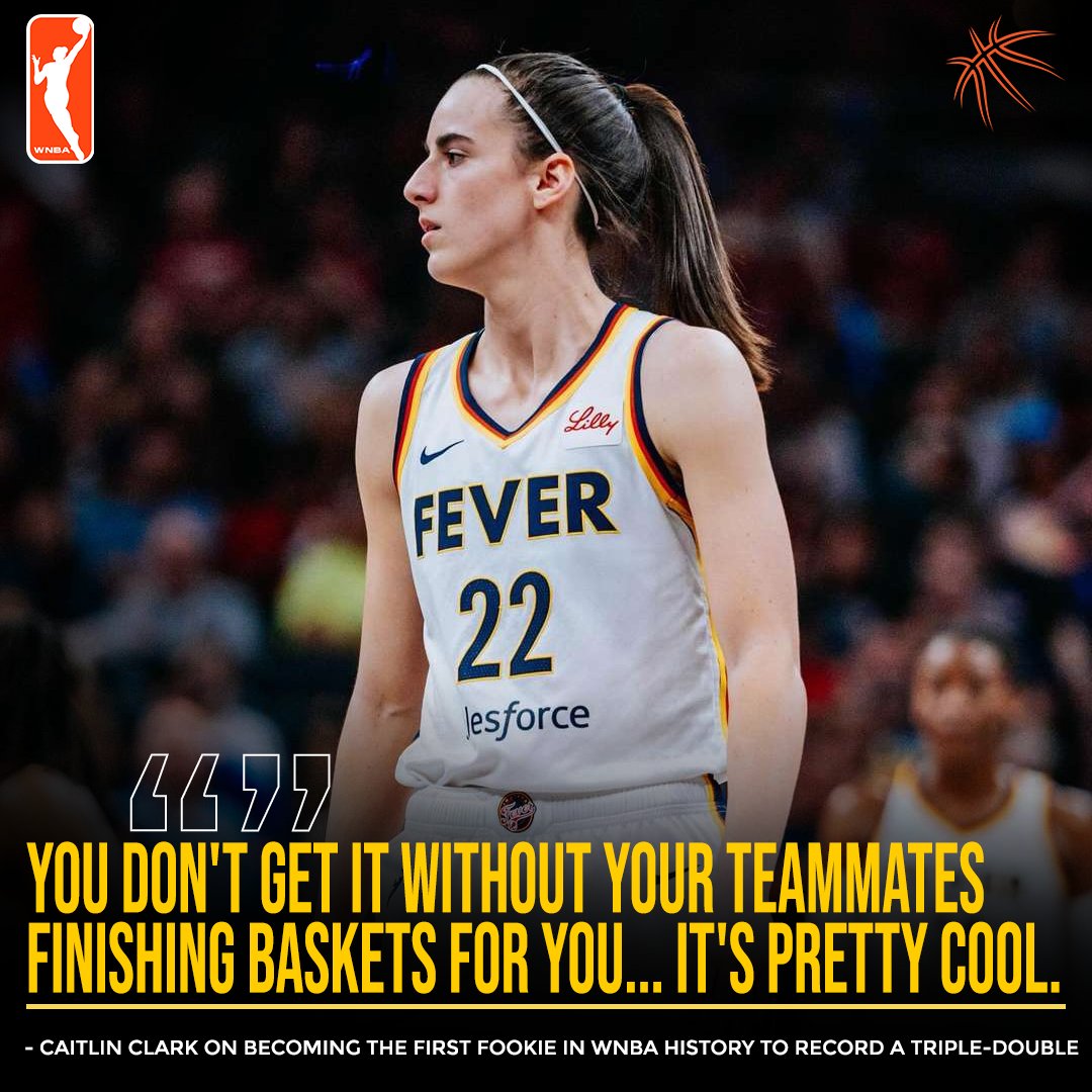 AusBballnews's tweet photo. Caitlin Clark dedicates her first career triple-double to her teammates! π«Ά
#TeamworkMakesTheDreamWork #TripleDouble #BasketballMagic #CaitlinClark #WNBA24 https://t.co/zzFdfrLYT8