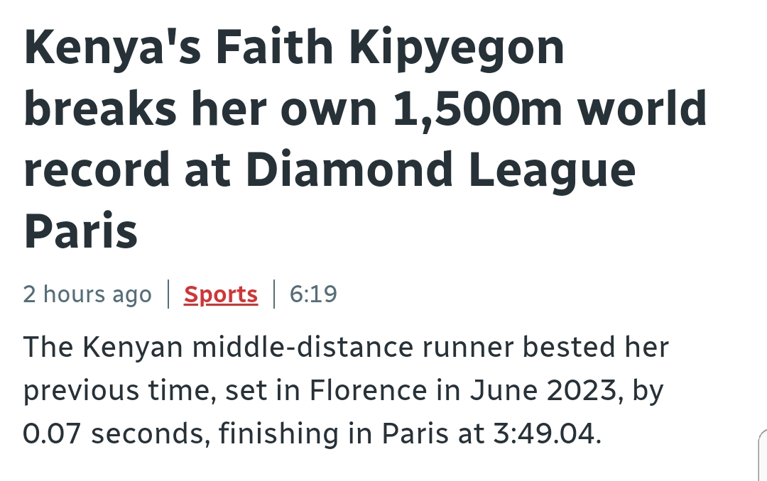 📌 Monday Inspiration. 
Faith Kipyegon broke her own record in Paris, finishing with a time of 3:49.04. 
💡 Lesson: You set the bar based on what you want to achieve. Not competition. Without limits. #SimplyDare #IntegrityWins #Dare2Achieve <a href="/D2AConnect/">D2A</a>  M. D2A