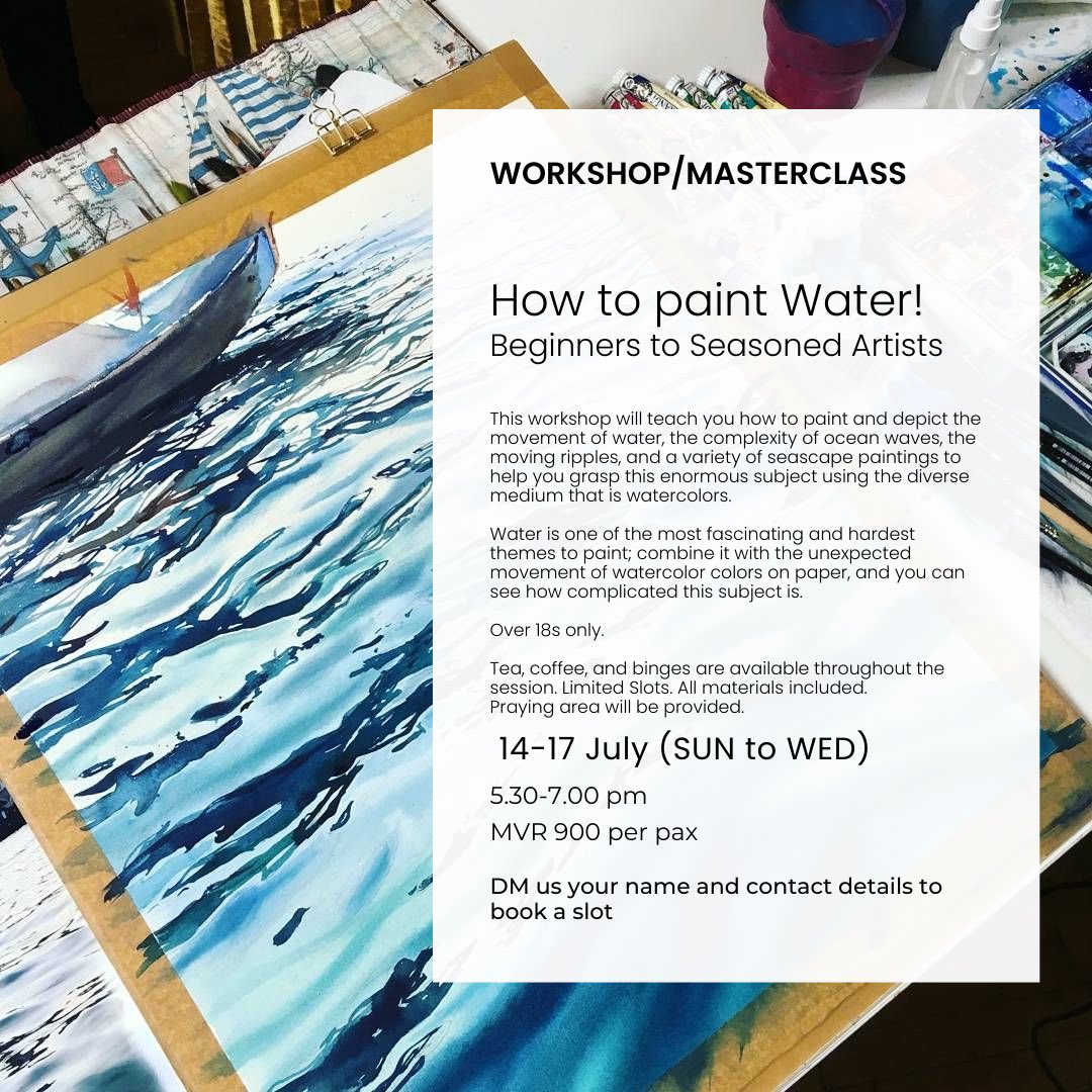 Have you ever wondered how to depict the movement of water, the complex ocean waves and the water themed subjects with watercolours?

Join us for a four day Aqua Painting Workshop!