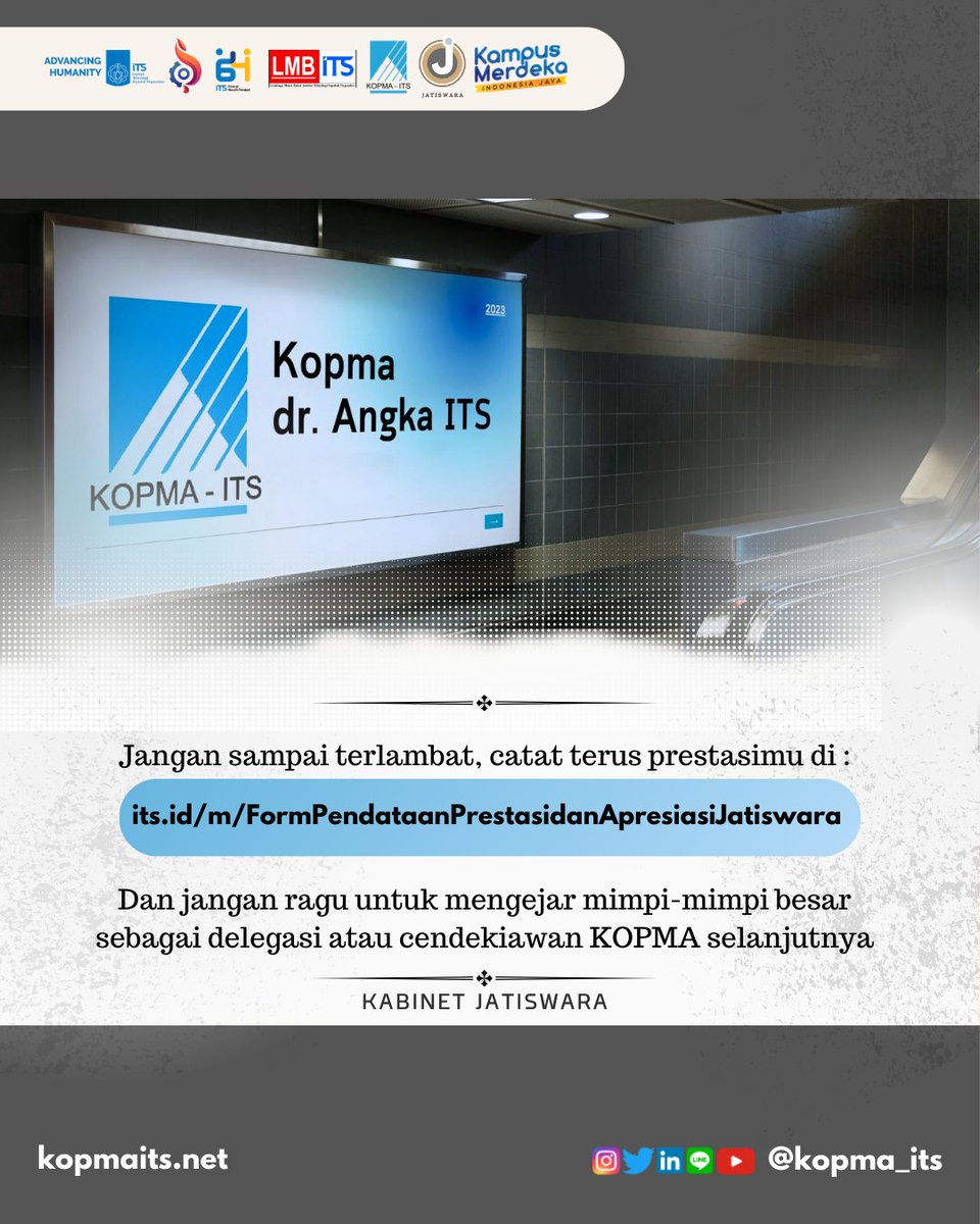 [ Wah, keren banget nih! Selamat ya, Rek! 🥳🎉 ]
KOPMA Dr. Angka ITS bangga mengucapkan selamat kepada Mochamad Gading A (5016221011) untuk pencapaian gemilang yang berhasil menjadi juara 1 pada ajang KOPMA dr. Angka Champion's League (E-Sports Tournament) 👏🔥