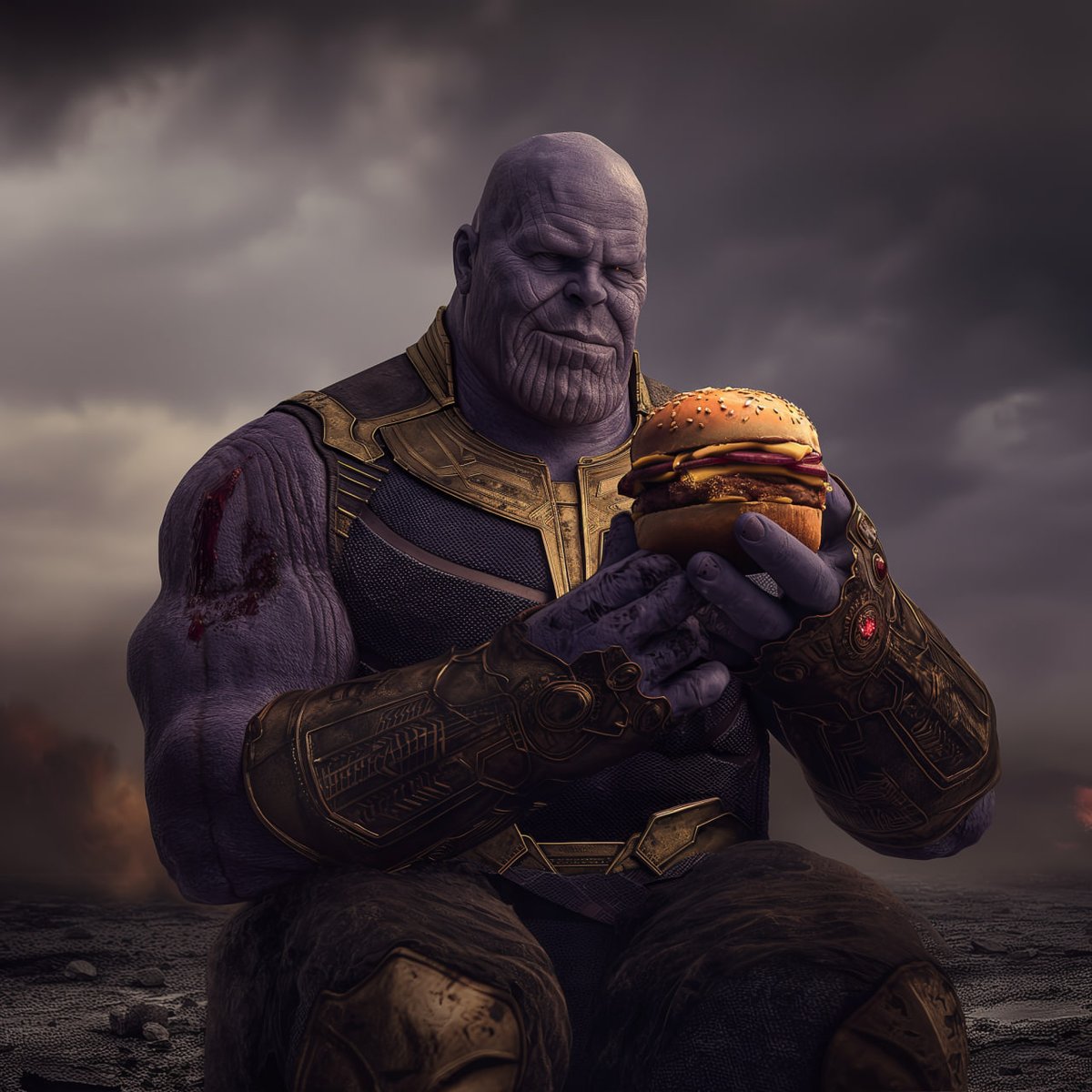 In our universe he finger snapped so there would be less lines....

$fatman