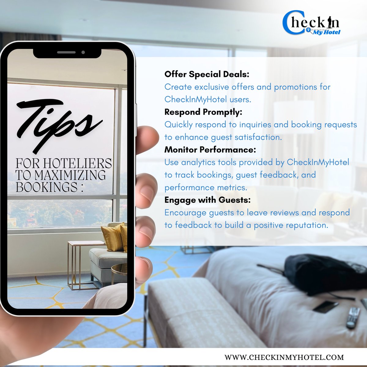 CheckInMyHotel's tweet photo. Unlock the Secrets to Perfect Stays – Top Tips for Booking with CheckInMyHotel! 🌟🏨 #TravelSmart #CheckInMyHotel #SupremeCourtOfIndia #BoycottJio #ElvishYadav #MumbaiRains https://t.co/Np2bswGBXz