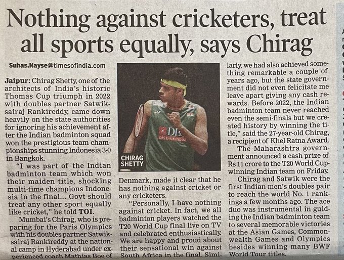 kmr_dilip's tweet image. India plays cricket. And cricket makes money. Can that money be used to fuel other sports? BCCI earned 16,875 crore($2billion) last year. And it has 30 players under active contract. 
These 30 players are collectively paid 88 crore as salary annually. Ofcourse they earn in…