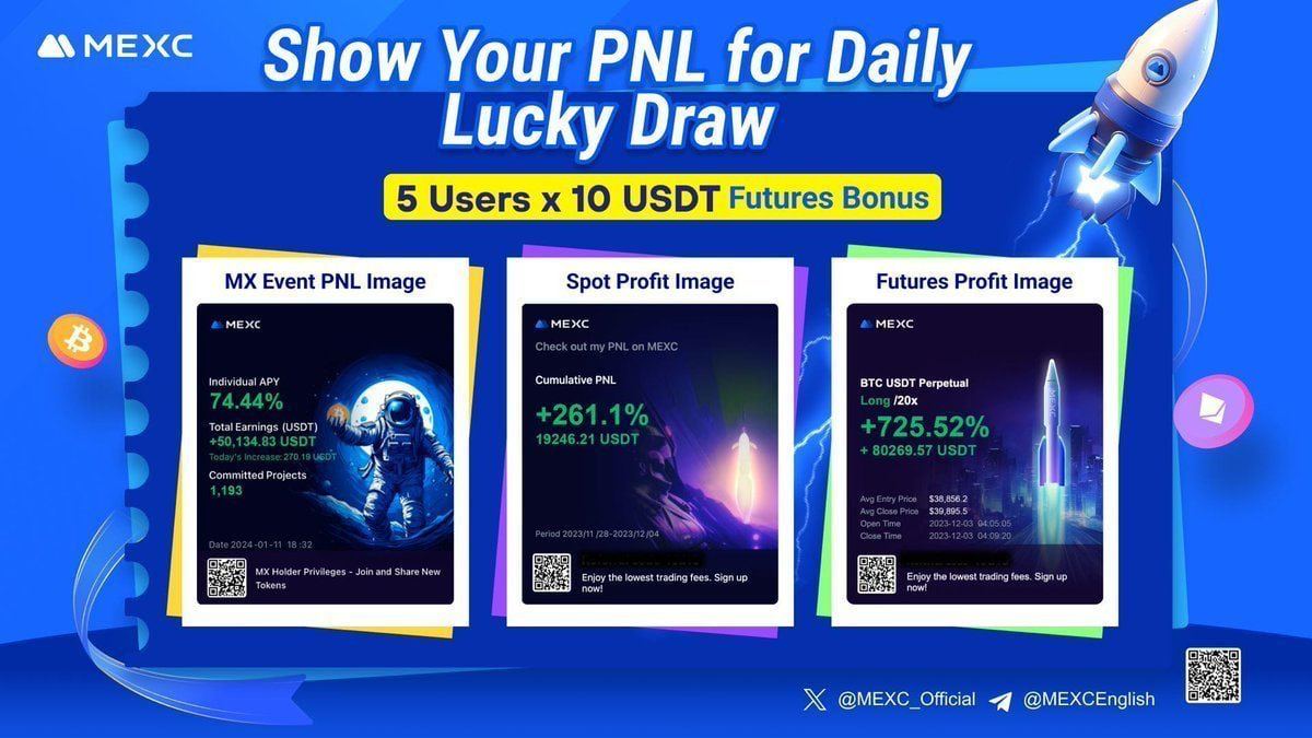 MEXC_Official's tweet image. 🎁350 USDT Futures Bonus Prize Pool!
Show the World Your Profits from 🪂 #MX Airdrop Events, 💰Spot Account, or 🚀Futures Trading on #MEXC!
🔹Follow @MEXC_Official, Like and QT
🔹Enter NOW: forms.gle/qavfmwPytVmttf…