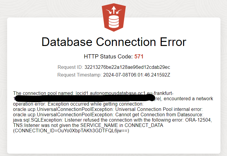 Since this weekend I'm getting an Database Connection Errror HTTP ...