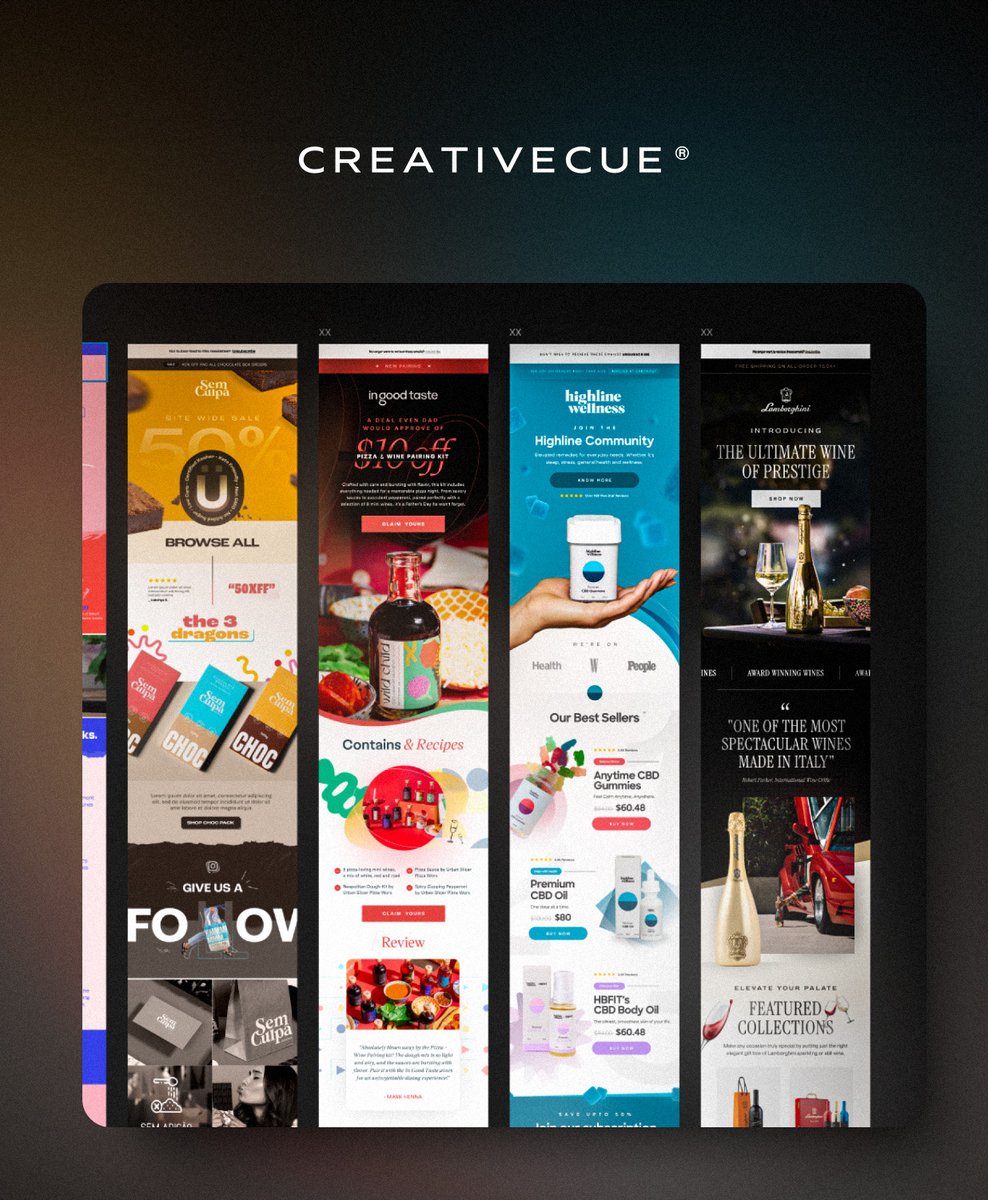 xcyynical's tweet image. Figma file showcasing 12 professionally designed campaign email designs for various brands CRO done with sample copy on them for FREE.

Follow, Like + Comment &quot;brand&quot; &amp;amp; Repost. I&apos;ll DM you the link