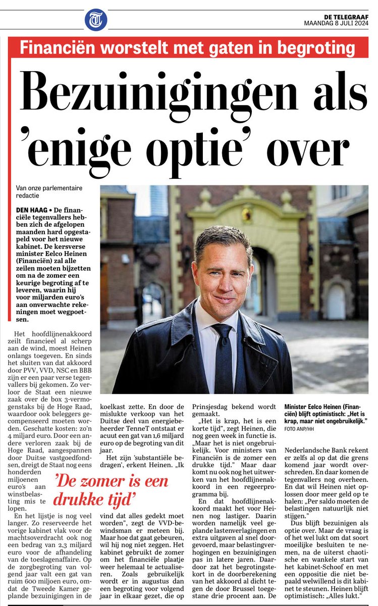 TomvanderLee's tweet photo. Heinen is ‘n havik met oogkleppen, want de claim dat bezuinigen de ‘enige optie’ is slaat nergens op. 

De coalitie kiest er zelf voor om in 2025 €1,5 miljard structureel cadeau te doen aan aandeelhouders &amp; vermogenden. 

Zwaardere lasten op winst &amp; vermogen is altijd een optie! https://t.co/Ex9DwCAUo9
