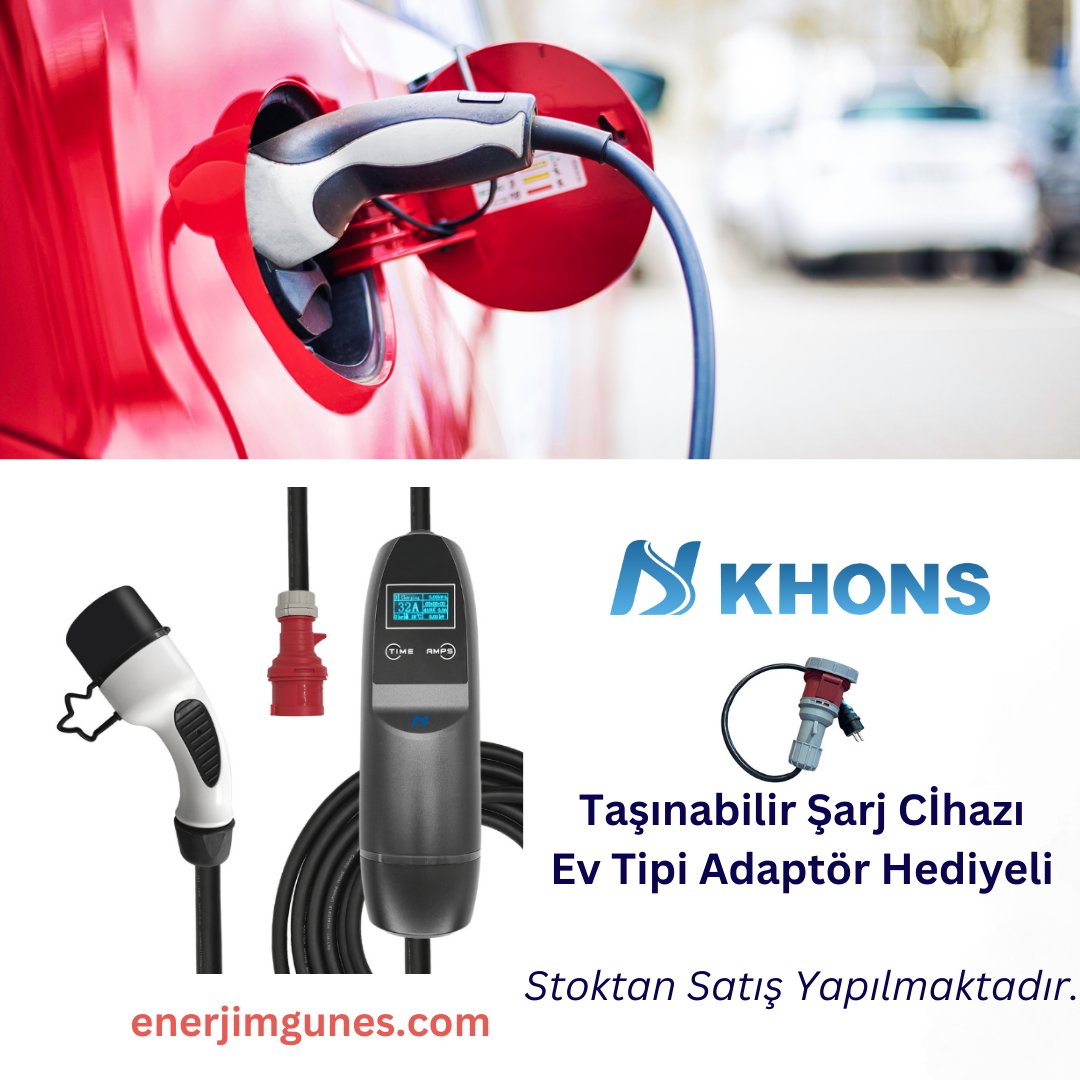 Taşınabilir Şarj Cihazı ‘’Khons’’.
Ev  tipi adaptör hediyeli.Stoktan satış yapılmaktadır.

enerjimgunes.com
+90 535 662 9199

#enerjimgunes #khons #khonsturkiye #khonstr #tnaenerji #ElektrikliAraçŞarj
#ElektrikliAraçŞarjİstasyonu #ŞarjNoktası #Şarjİstasyonu