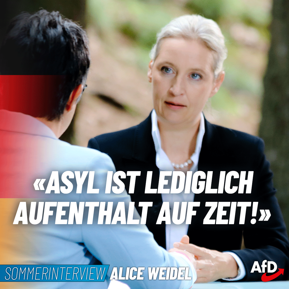 "Asyl ist lediglich Aufenthalt auf Zeit" - und kein Dauerticket für unser Sozialsystem. Das Asylrecht muss grundlegend verändert werden. ZDF-#Sommerinterview jetzt hier ansehen: zdf.de/politik/berlin… #DeshalbAfD #AfD