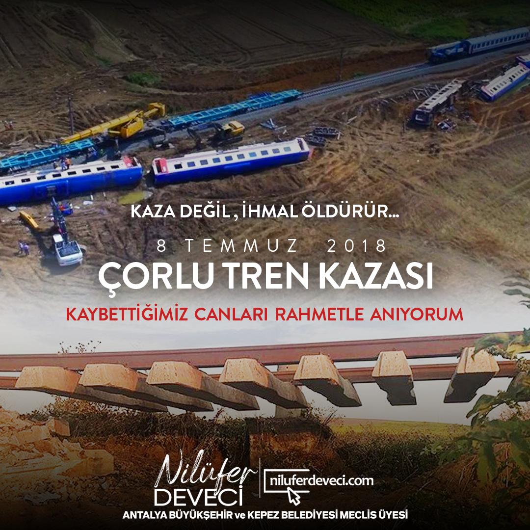ndeveci's tweet photo. Bugün, 8 Temmuz 2018'de yaşanan Çorlu tren kazasının yıldönümünde hayatını kaybedenleri anıyoruz. Bu büyük acıyı unutmadık ve unutmayacağız. Sevdiklerini kaybeden ailelere sabır diliyor, bu tür trajedilerin bir daha yaşanmaması için gerekli adımların atılmasını umuyoruz. https://t.co/RBneMTPkww
