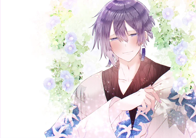 八雲様と朝顔(*˘︶˘*).。.:* #鴉画八雲帳 