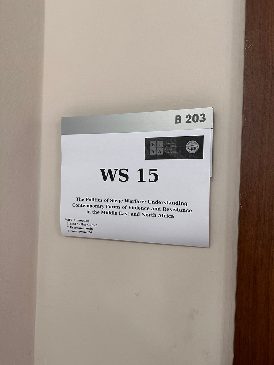 Our colleague <a href="/GabrielGarroum/">Gabriel Garroum Pla</a> presenting his research at #EWIS2024 by <a href="/europeanisa/">EISA</a> on “The Politics of Siege Warfare: Understanding Contemporary Forms of Violence &amp; Resistance in the MENA”. #AcademiaWeirdSummerFun 🥳
