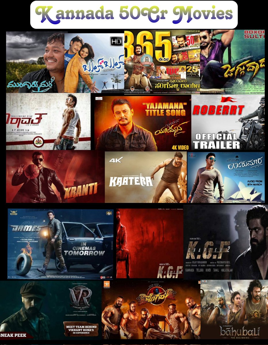 Vinodh8106's tweet photo. Kannada  50 Cr kannada Movies.
#Darshan -8
#Appu-2
#Yash-2
#ganesh -1
#Druva-1
#Kiccha-1
#Prabhas‌-1
#Rakshith -1
#RishabShetty -1

#Darshan #Kiccha #Yash #DrPuneethRajkumar #Ganesh #Bahubali #KFI https://t.co/uQurxHwjKB