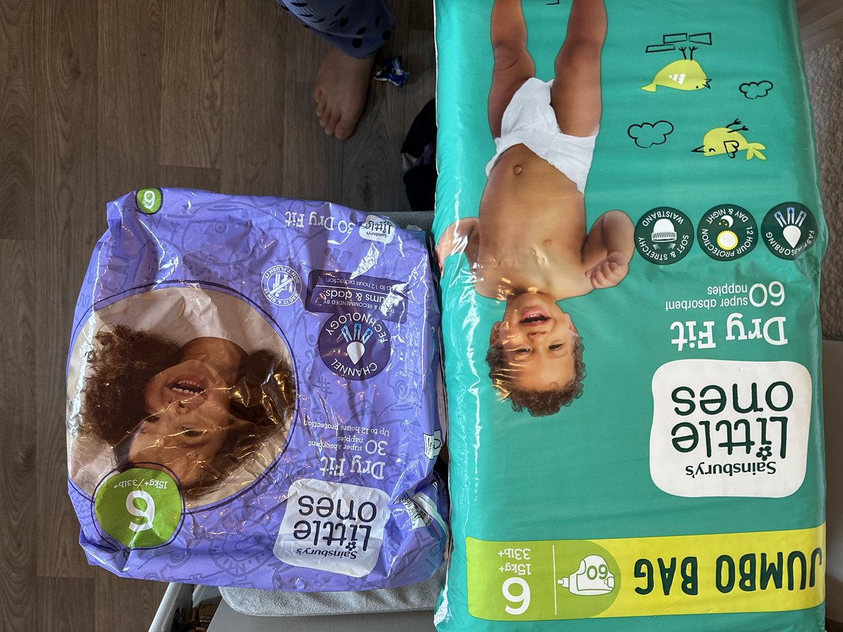SummerInaya's tweet photo. @sainsburys why have you made the nappies smaller and more rubbish. Son hasn’t leaked through ever until the first new stupid nappy. Bought 3 bundles, want to post them back as I don’t drive and have babies and special needs children https://t.co/qw2zSnYao2