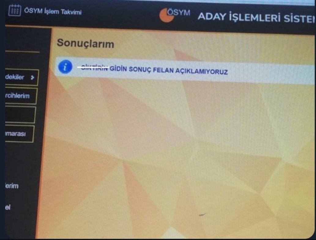 Ösym sitesine gire gire şöyle bir ekranla karşılaştım #yks2024