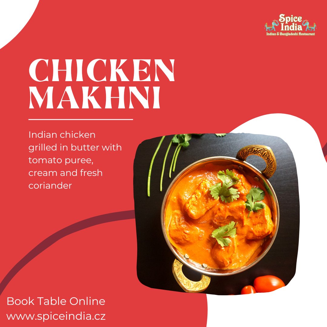 SpiceIndiaCZ's tweet photo. Indulge in the exquisite flavors of Chicken Makhni!🍗

✨Grilled Indian chicken, rich butter, tomato puree, and cream, all garnished with fresh coriander.

A culinary delight awaits! 🌟

Book your table online: https://t.co/LUSwk325Yi
#Chicken #recipes #restaurants #Prague https://t.co/R39FOoKUep