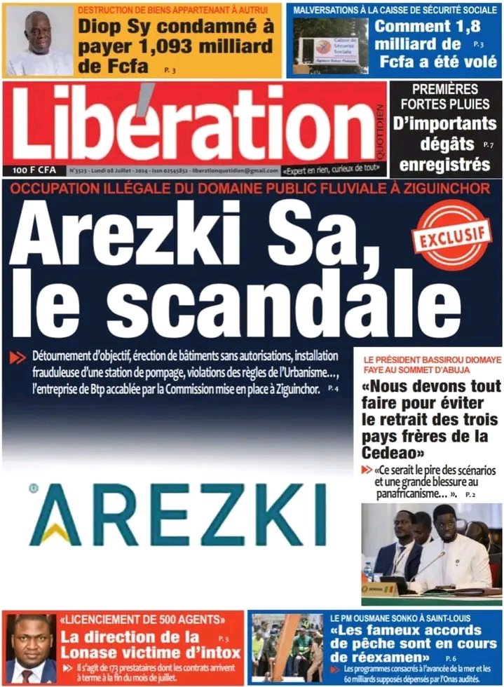 MasseneDIOUF3's tweet image. Thread la Une des journaux sénégalais du Lundi 08 Juillet 2024 🇸🇳👇🏽.
Bon début de semaine à tous 😍🇸🇳
#Senegal 
#Kebetu