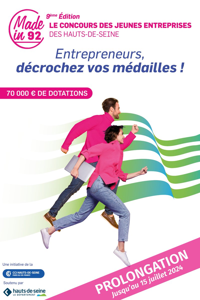 vallee_sud's tweet image. Prolongation exceptionnelle ! Entrepreneurs du Territoire, vous avez jusqu'au 15 juillet 2024 pour candidater à l'édition 2024 du concours #Madein92 et aux prix délivrés par @vallee_sud ! À la clé 70.000 € de dotations. Plus d’infos : cutt.ly/DefwSdCC