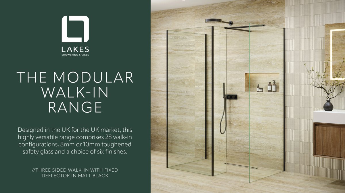 theplumbersm8's tweet photo. Lakes are introducing the future of showering spaces: their brand new Modular Walk-In Collection! Say hello to personalisation like never before offering an impressive 28 configurations to support your unique requirements. Visit us in-store today! 

#madebylakes  @ipg_the https://t.co/cu12M5esv1
