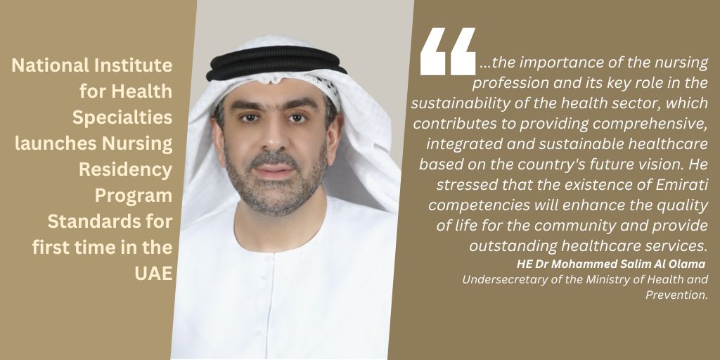 LetsTalkRAK's tweet photo. National Institute for Health Specialties launches Nursing Residency Program Standards for first time in the UAE

@NIHS_uae
@MOHAPuae

#UAE #HealthCare #Nursing
#GCC #MiddleEast
https://t.co/DKOduQc00d https://t.co/UJsi08xpuE