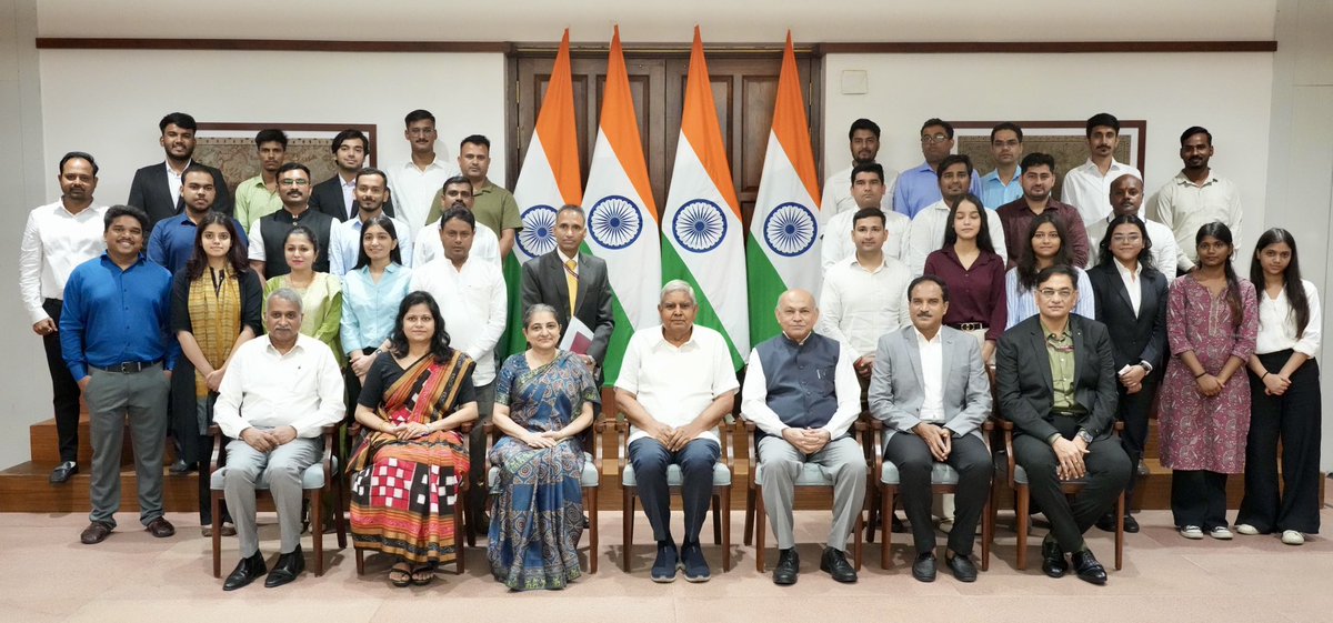 Hon'ble Vice-President of India and Chairman, Rajya Sabha, Shri Jagdeep Dhankhar, interacted with participants of the Rajya Sabha Internship Programme (Batch-2) at the Parliament House today. 

Advising the interns to make the best use of this opportunity, VP asked them to learn