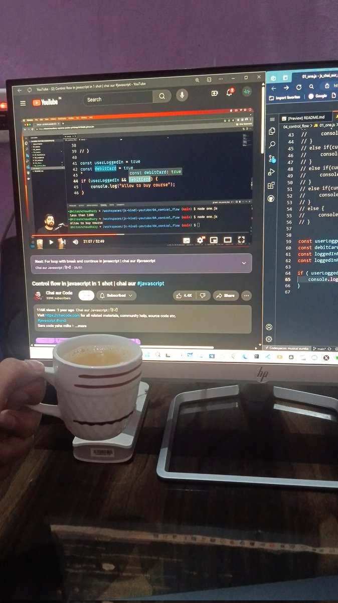 Keshavjha205's tweet image. Chai aur Code with @Hiteshdotcom.
"It's fun learning JavaScript from him. I recommend everyone learning web development to learn from him. Trust me, you won't regret it."
#chai_aur_code
#javascript