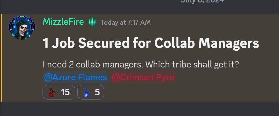 MizzleFireNFT's tweet photo. Hiring 2 collab managers. Which tribe will get the job offer, Azure Flames or Crimson Pyre? 

Join the fire wars now ⚔️👇
https://t.co/wKPY7XA0hV https://t.co/56x3nABDPc