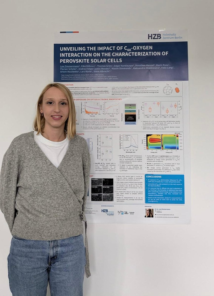Steve Albrecht's Lab (@albrechtlab) on Twitter photo Congratulations Lea Zimmermann!  Our PhD student won a prize for the poster with the best scientific  contribution at the International TandemPV Workshop in Amsterdam (25 -  27 July). Congratulations Lea Zimmermann!  Our PhD student won a prize for the poster with the best scientific  contribution at the International TandemPV Workshop in Amsterdam (25 -  27 July).