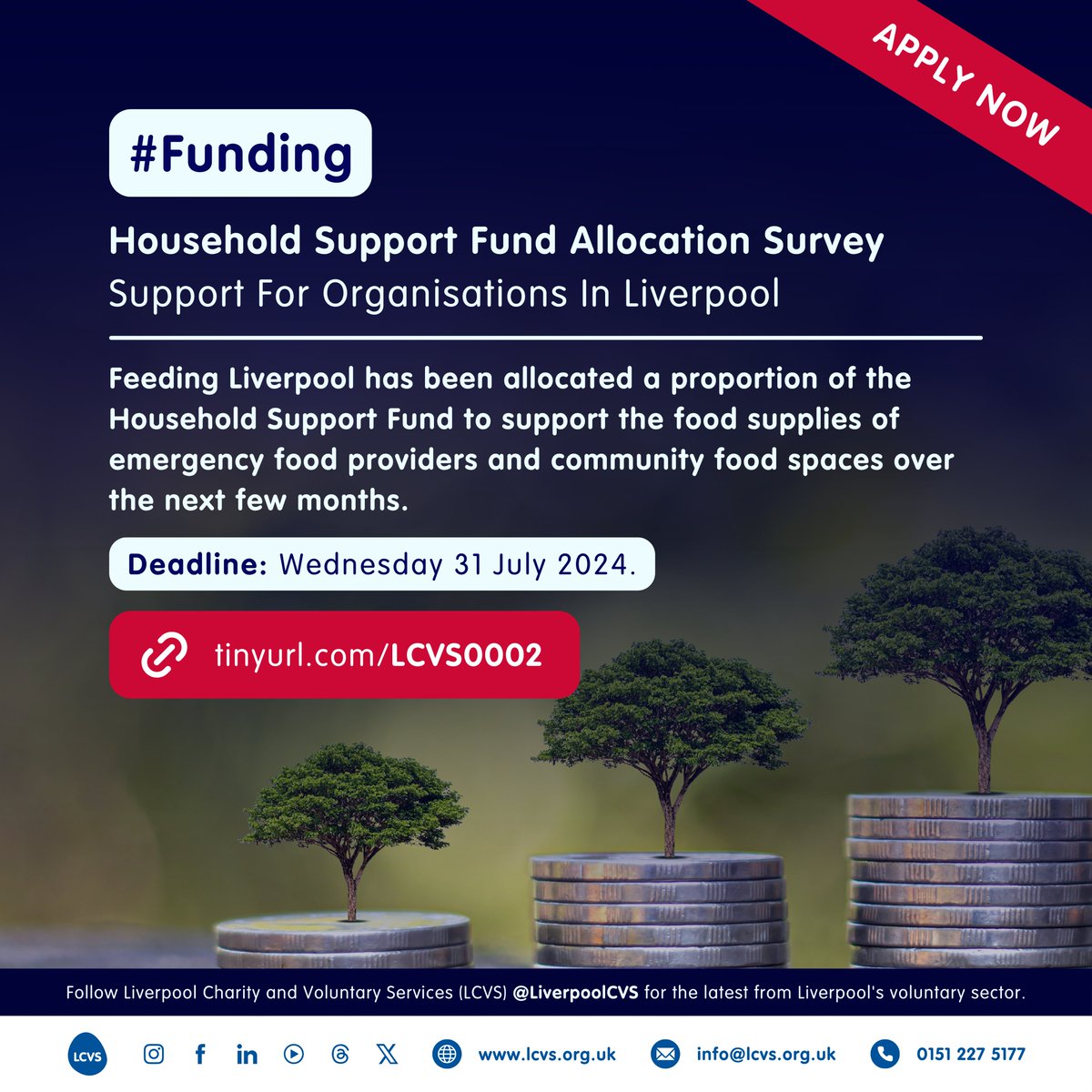 Bluesky: tinyurl.com/BlueskyLCVS (@liverpoolcvs) on Twitter photo 💰#Funding | The primary purpose of this fund is for organisations to purchase food supplies to enable their existing activities to continue. The funding can only be spent on food stock.
⬇️LEARN MORE⬇️
🔗tinyurl.com/LCVS0002 <a href="/SoniaBassey1/">Sonia Bassey MBE, FLJMU #IStandWithFionaDonohoe</a> <a href="/feedinglpool/">Feeding Liverpool</a> 💰#Funding | The primary purpose of this fund is for organisations to purchase food supplies to enable their existing activities to continue. The funding can only be spent on food stock.
⬇️LEARN MORE⬇️
🔗tinyurl.com/LCVS0002 <a href="/SoniaBassey1/">Sonia Bassey MBE, FLJMU #IStandWithFionaDonohoe</a> <a href="/feedinglpool/">Feeding Liverpool</a>