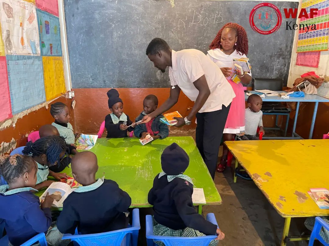 WAF Kenya empowers underprivileged children by providing learning materials, enhancing reading skills, and distributing tables and chairs to early childhood education centers,ensuring equitable access to quality education and fostering lifelong development. #qualityecde #wafkenya