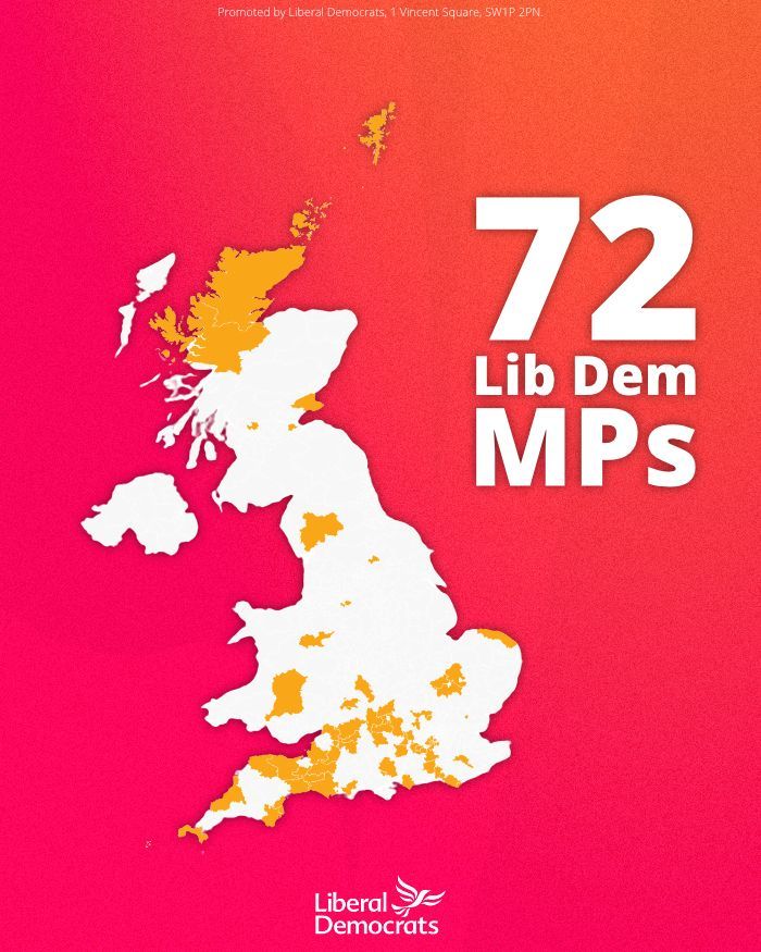 Today the Liberal Democrats get back to work, standing up for communities across the country.

Our 72 Lib Dem MPs will be the champions of the NHS, care and the environment.

Millions of people have put their trust in the Liberal Democrats. 

We will not let them down.