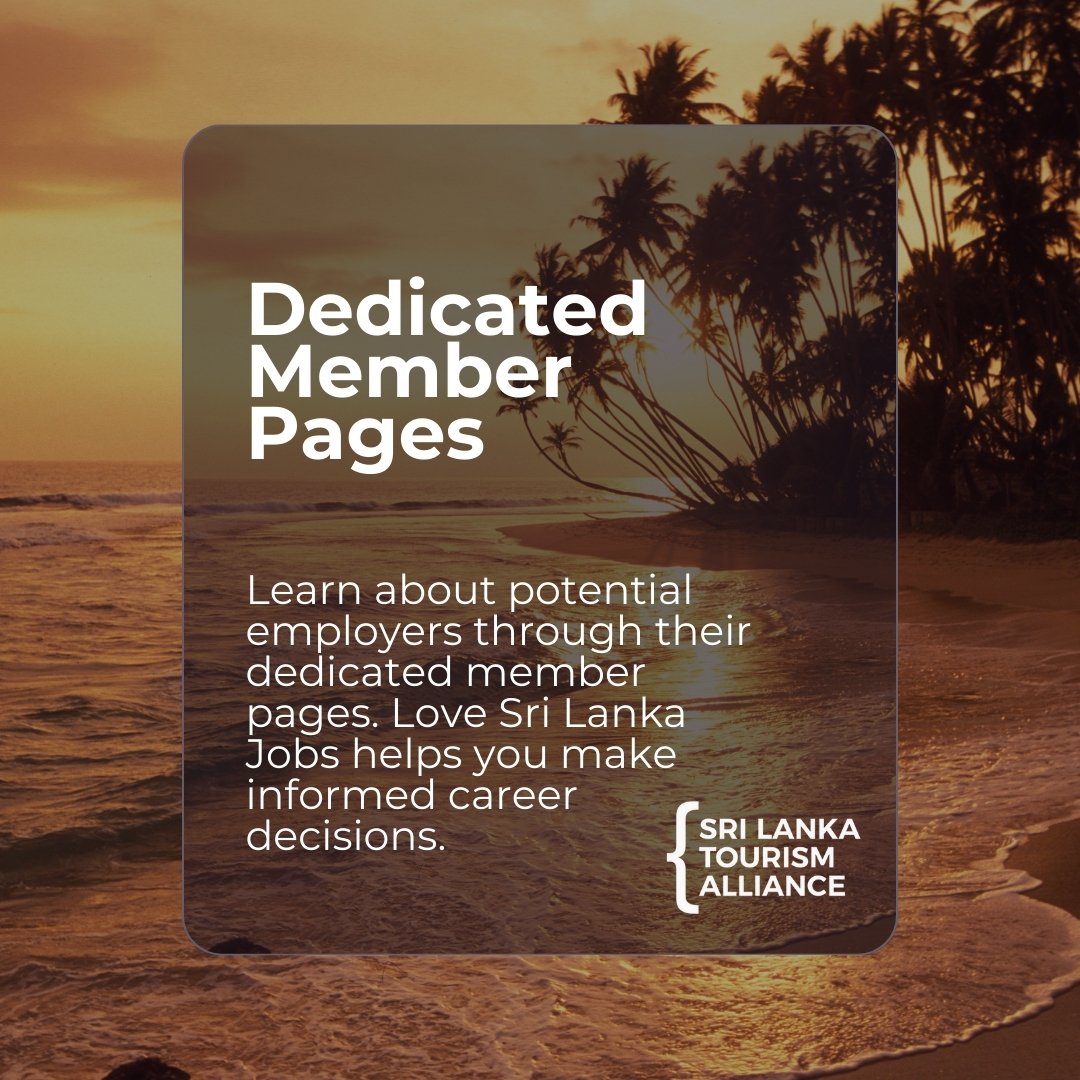 Discover Your Dream Job with Love Sri Lanka Jobs! The first ever tourism industry specific jobs portal!

srilankatourismalliance.com/resources/jobs…

#LoveSriLankaJobs #JobSeekers #CareerOpportunities #DreamJob #SriLankaJobs #CareerGrowth #JobPortal #JobHunt #FindYourDreamJob #CareerTips #JobSearch