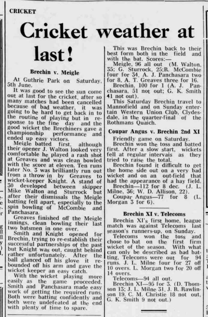 #Season1976 <a href="/BrechinBucs/">Brechin Buccaneers</a> v <a href="/Meigle_Cricket/">Meigle CC black&GOLD</a>