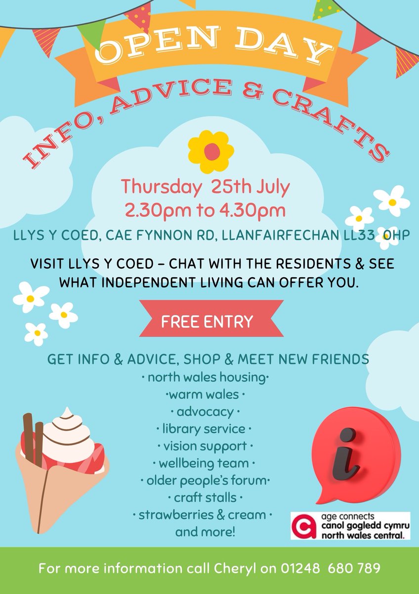 🎉❗ OPEN DAY ❗🎉

Take advantage of the opportunity to explore our unique extra care home, Llys Court in Llanfairfechan! 🏡

Meet our wonderful residents, discover the available amenities, and chat with our dedicated Housing Support Officer.  🙍

📆 25/07 
🕑2:30pm-4:30pm