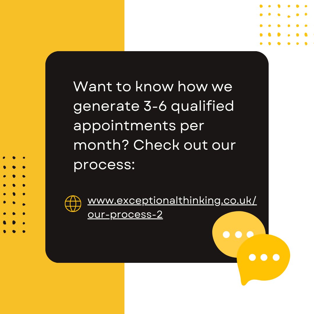 excthink's tweet photo. Want to know how we generate 3-6 qualified appointments per month? Check out our process: https://t.co/WrY9TR9yHi https://t.co/ul9jEiH77z