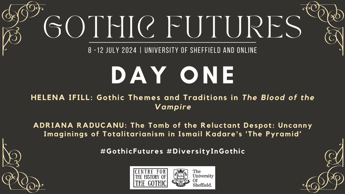 We're halfway through day one of our Gothic Futures Summer School and ready for our afternoon keynotes featuring talks from Helena Ifil and Adriana Raducanu.

#GothicFutures #DiversityInGothic #GothsAssemble