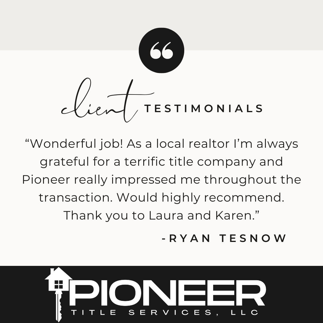 At Pioneer Title Services, we love our clients! Thank you, Ryan, for the kind words:

We're thrilled to hear about your positive experience and look forward to continuing to serve our community with excellence. 386-447-7716 #Pioneer