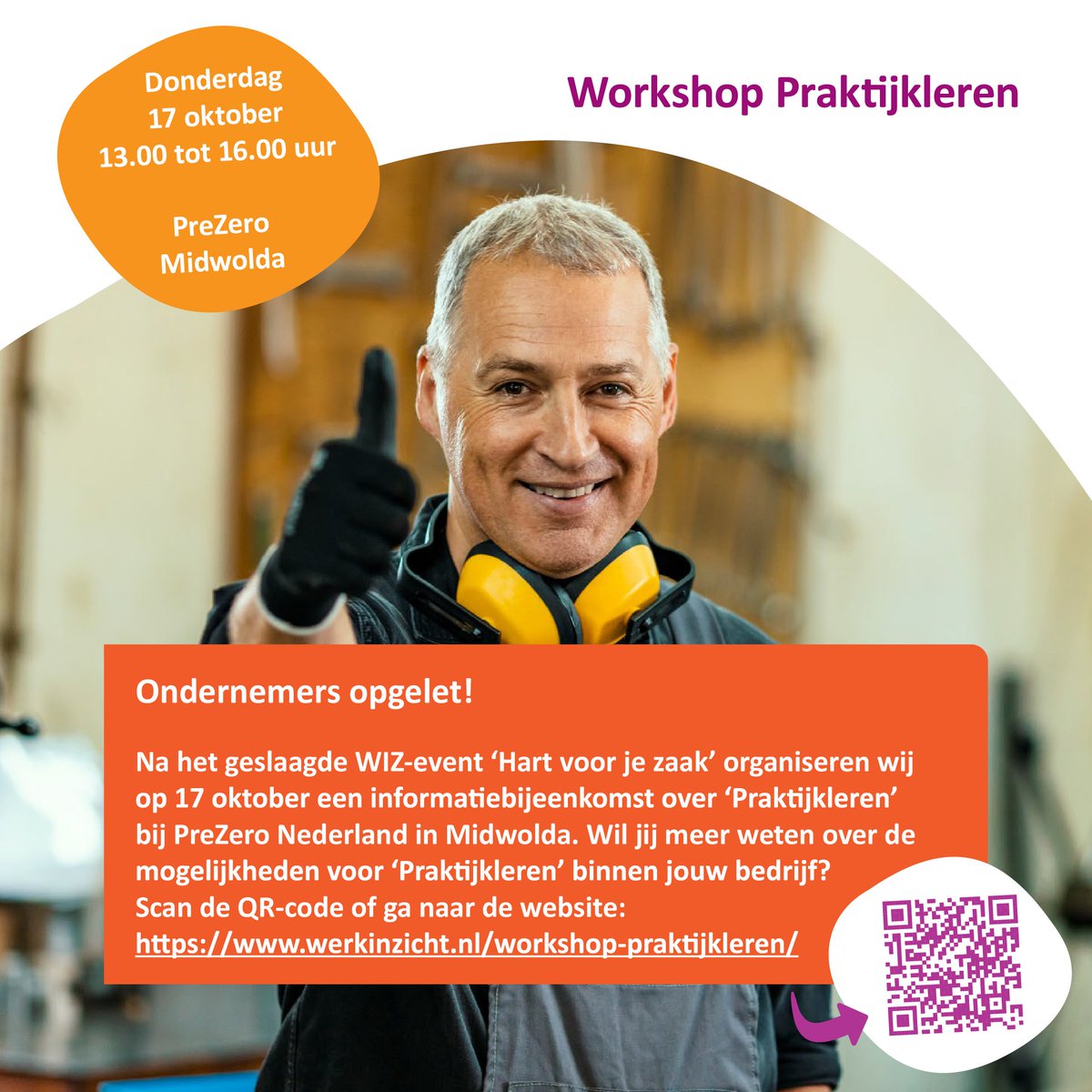 Ondernemers opgelet! ⬅

Praktijkleren is een mooie mogelijkheid voor werkenden en werkzoekenden voor wie een volledig mbo-diploma- of certificaat (nog) niet haalbaar is. Ook voor werkgevers liggen hier mooie kansen. 

Je bent van harte uitgenodigd op donderdag 17 oktober!