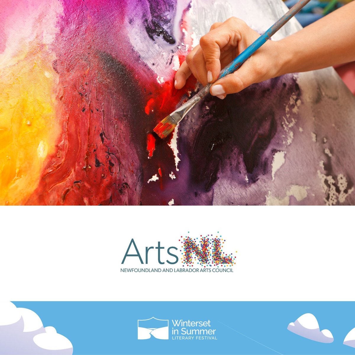 Winterset_Fest's tweet photo. A huge thank you to @NLArtsCouncil for their support! Since 1980, they’ve invested $90M in NL's arts community through grants! Thank you! #WintersetinSummer #Winterset2024 #NLArts #BookTwitter #ReadNL #ExploreNL #ReadLocal #BookTalk #BookTok https://t.co/zgcaSrr9kR